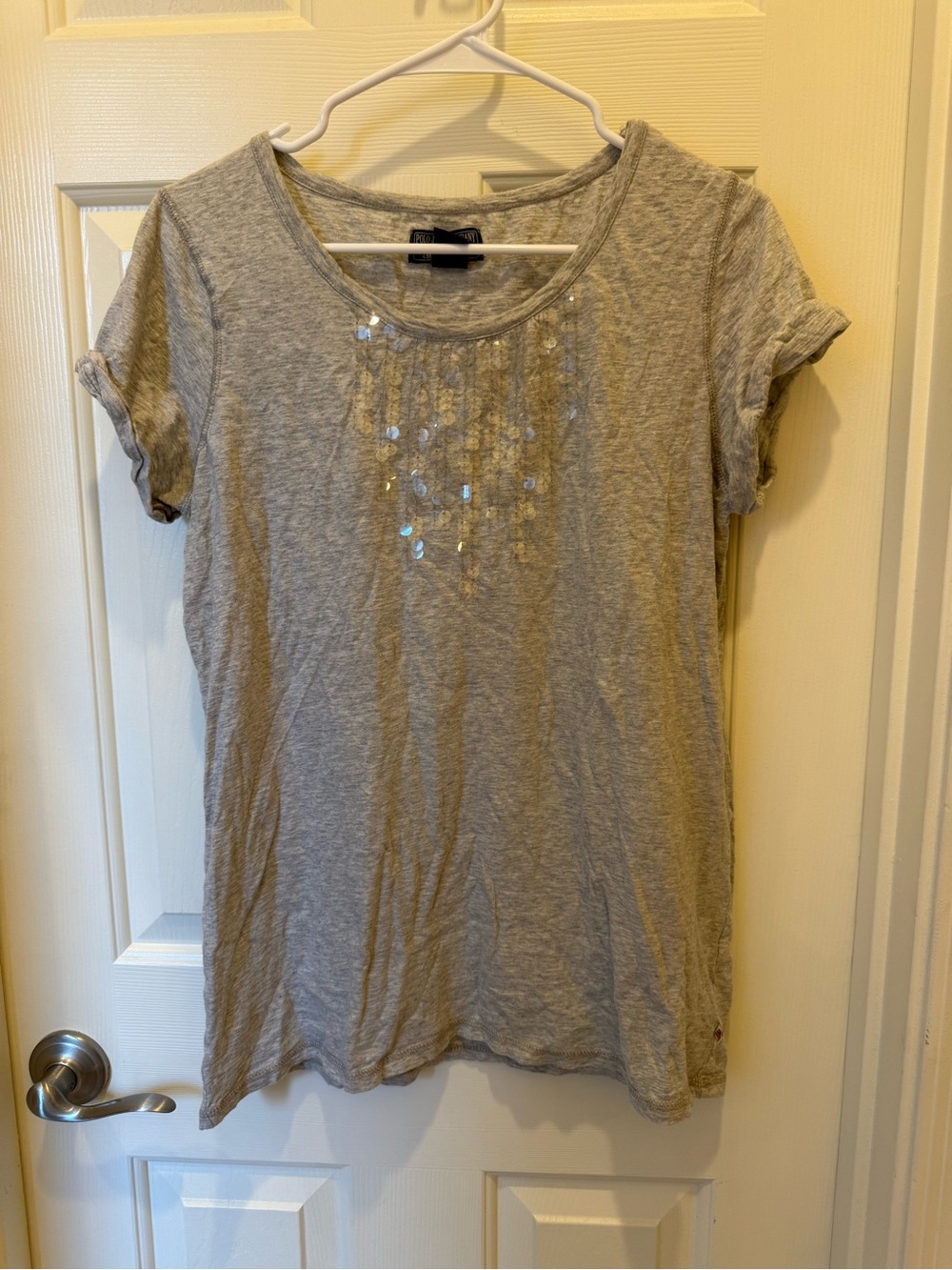 Polo by Ralph Lauren Light Gray Short-Sleeve Sequin Tee